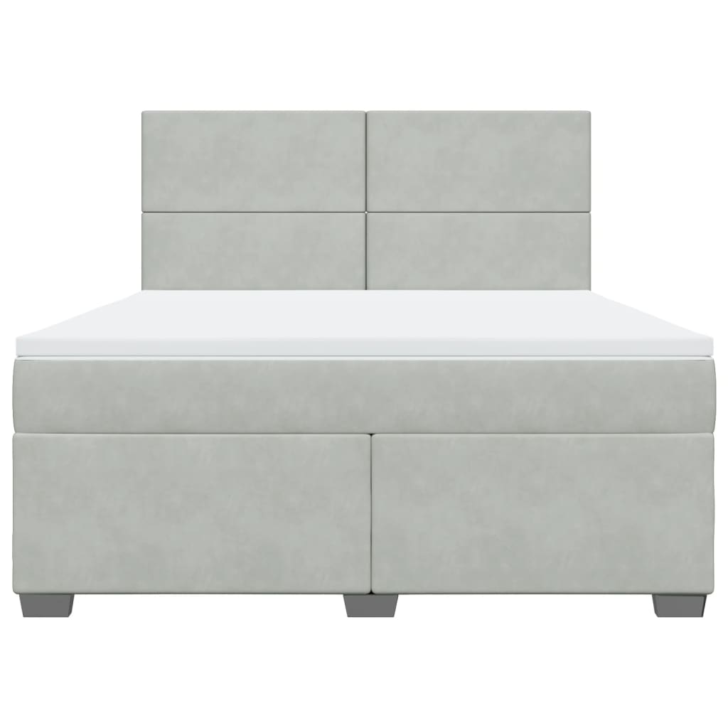 vidaXL Κρεβάτι Boxspring με Στρώμα Ανοιχτό Γκρι 180x200 εκ. Βελούδινο