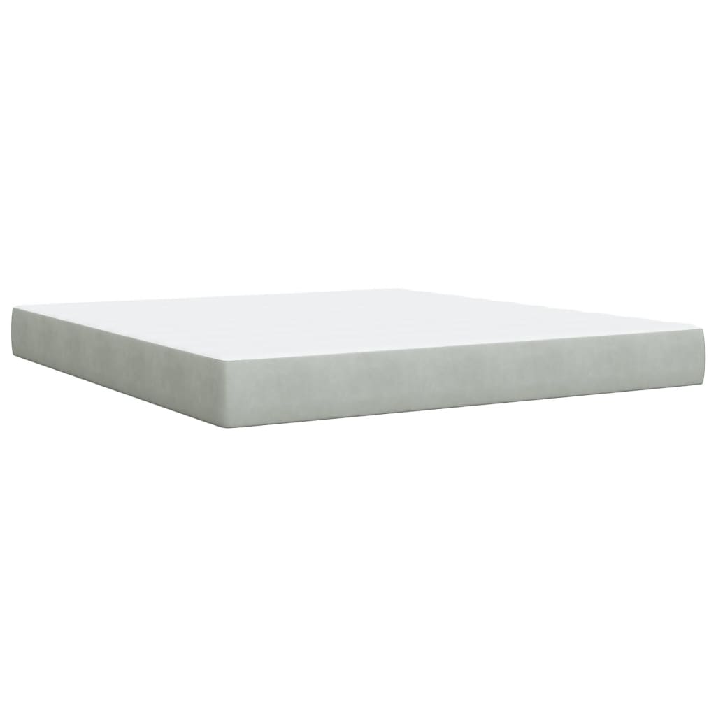 vidaXL Κρεβάτι Boxspring με Στρώμα Ανοιχτό Γκρι 180x200 εκ. Βελούδινο