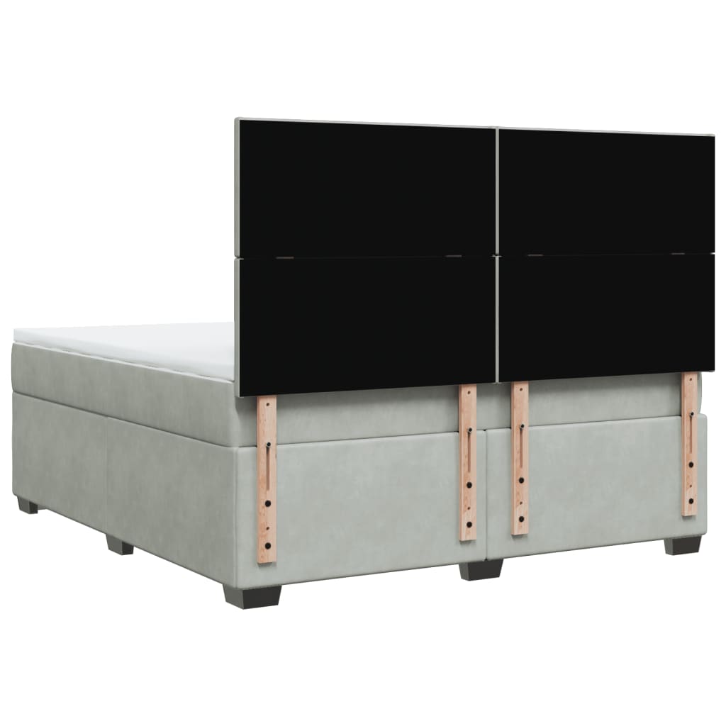 vidaXL Κρεβάτι Boxspring με Στρώμα Ανοιχτό Γκρι 180x200 εκ. Βελούδινο