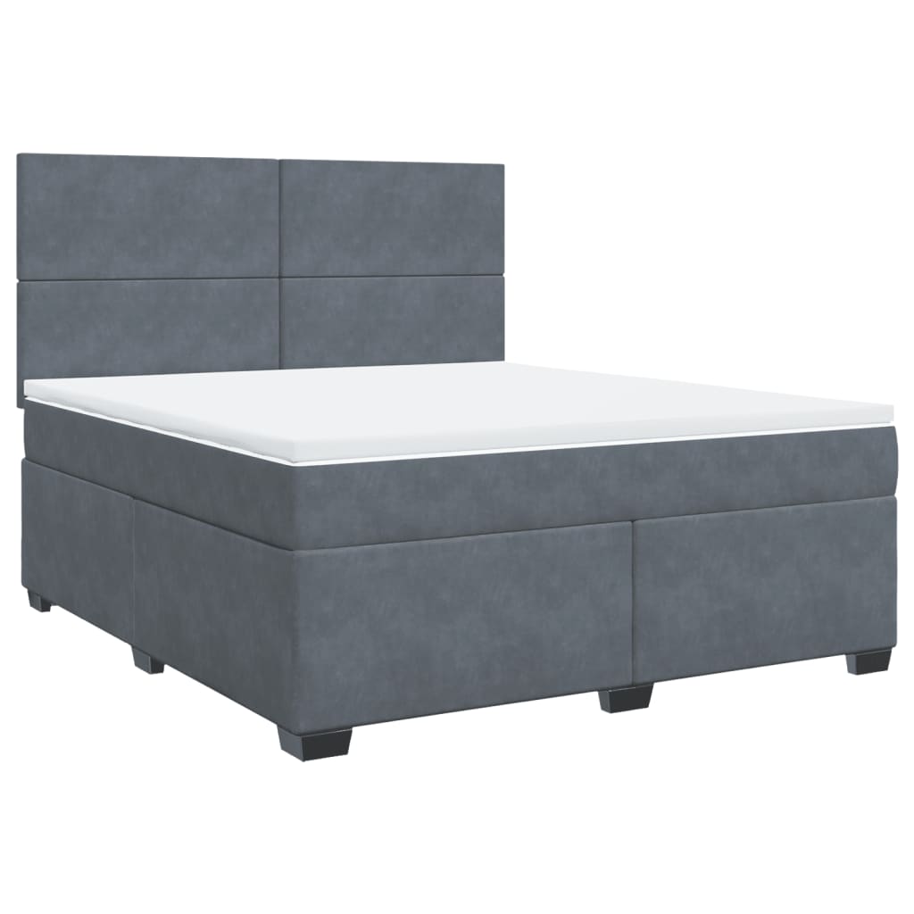 vidaXL Κρεβάτι Boxspring με Στρώμα Σκούρο Γκρι 180x200 εκ. Βελούδινο