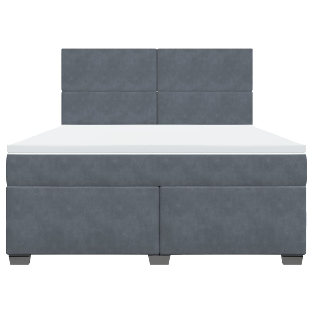 vidaXL Κρεβάτι Boxspring με Στρώμα Σκούρο Γκρι 180x200 εκ. Βελούδινο
