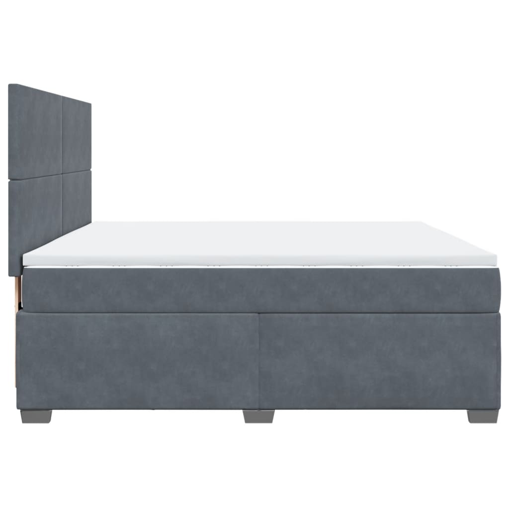 vidaXL Κρεβάτι Boxspring με Στρώμα Σκούρο Γκρι 180x200 εκ. Βελούδινο
