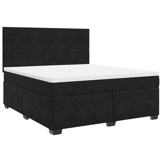 vidaXL Κρεβάτι Boxspring με Στρώμα Μαύρο 180x200 εκ. Βελούδινο