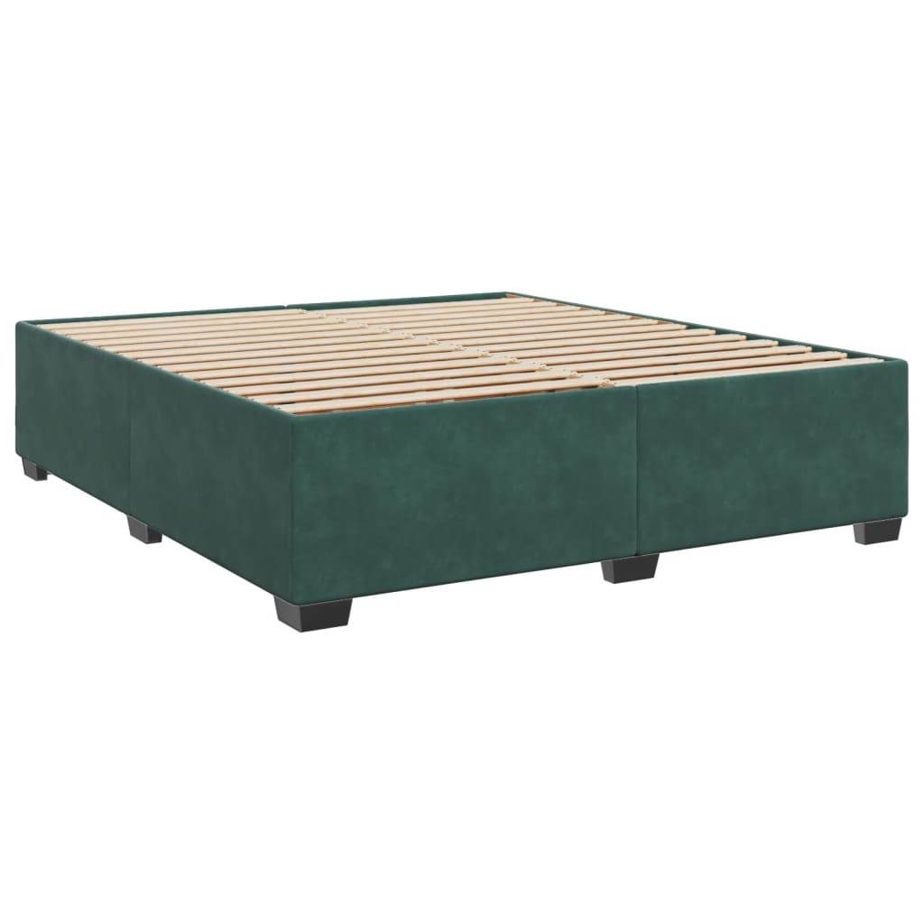 vidaXL Κρεβάτι Boxspring με Στρώμα Σκούρο Πράσινο 180x200εκ. Βελούδινο