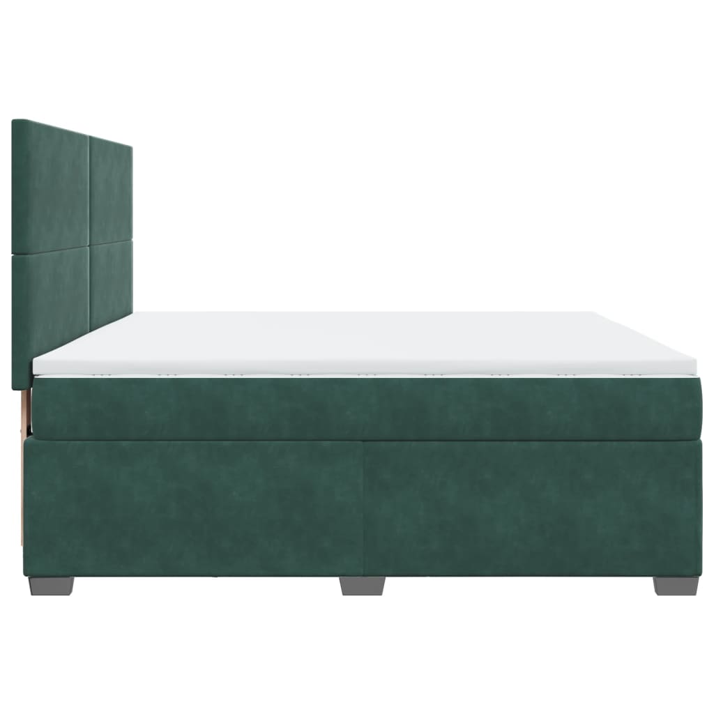 vidaXL Κρεβάτι Boxspring με Στρώμα Σκούρο Πράσινο 180x200εκ. Βελούδινο