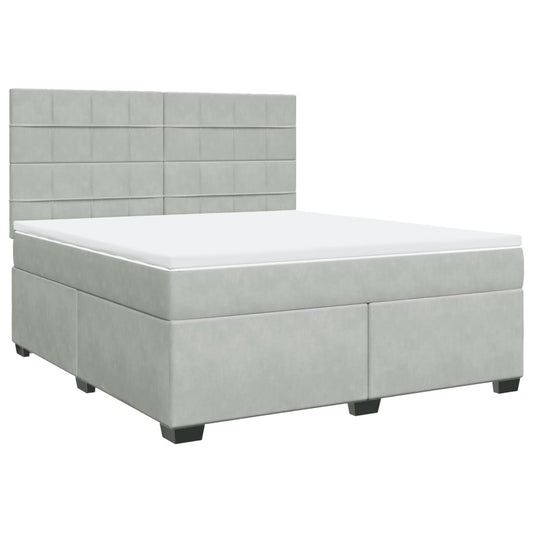 vidaXL Κρεβάτι Boxspring με Στρώμα Ανοιχτό Γκρι 180x200 εκ. Βελούδινο
