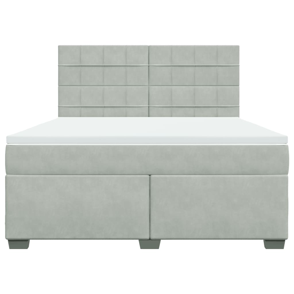vidaXL Κρεβάτι Boxspring με Στρώμα Ανοιχτό Γκρι 180x200 εκ. Βελούδινο