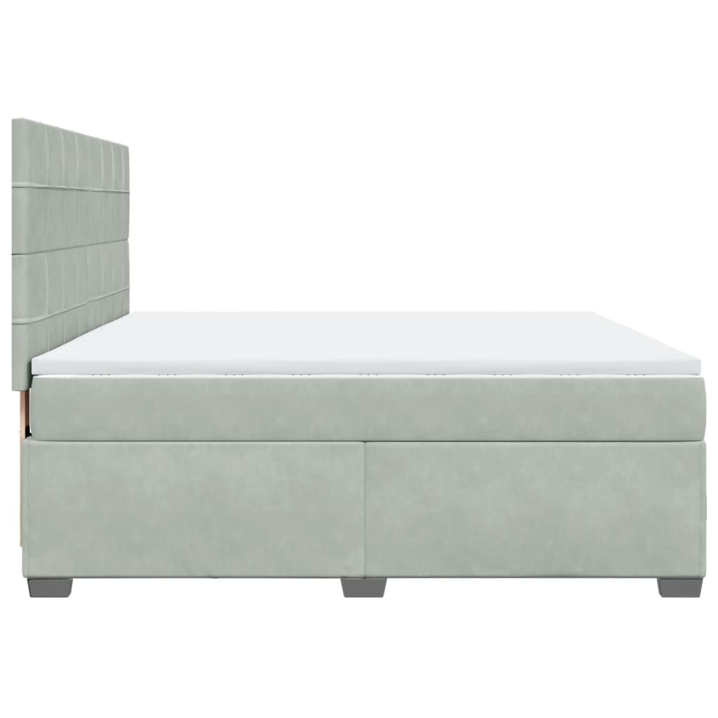 vidaXL Κρεβάτι Boxspring με Στρώμα Ανοιχτό Γκρι 180x200 εκ. Βελούδινο