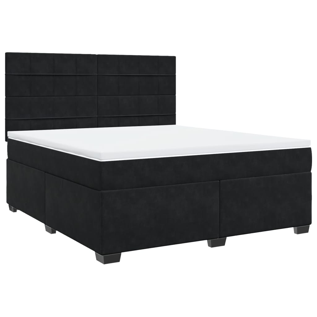vidaXL Κρεβάτι Boxspring με Στρώμα Μαύρο 180x200 εκ. Βελούδινο