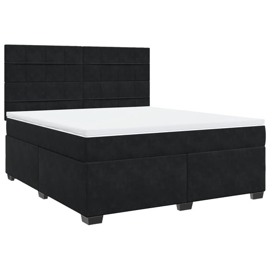 vidaXL Κρεβάτι Boxspring με Στρώμα Μαύρο 180x200 εκ. Βελούδινο