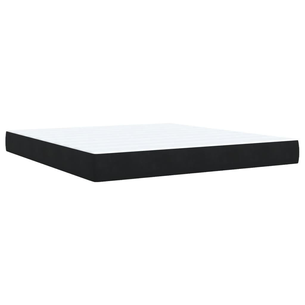 vidaXL Κρεβάτι Boxspring με Στρώμα Μαύρο 180x200 εκ. Βελούδινο