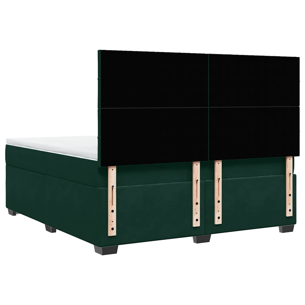 vidaXL Κρεβάτι Boxspring με Στρώμα Σκούρο Πράσινο 180x200εκ. Βελούδινο