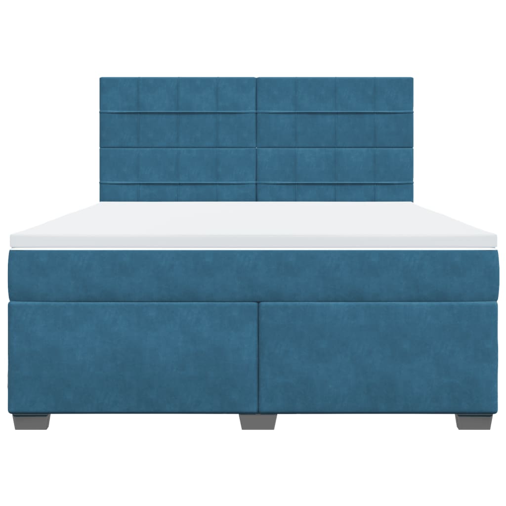 vidaXL Κρεβάτι Boxspring με Στρώμα Μπλε 180x200 εκ. Βελούδινο