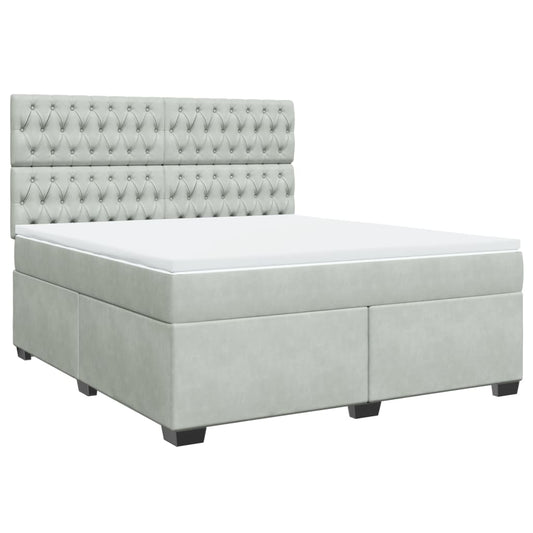 vidaXL Κρεβάτι Boxspring με Στρώμα Ανοιχτό Γκρι 180x200 εκ. Βελούδινο