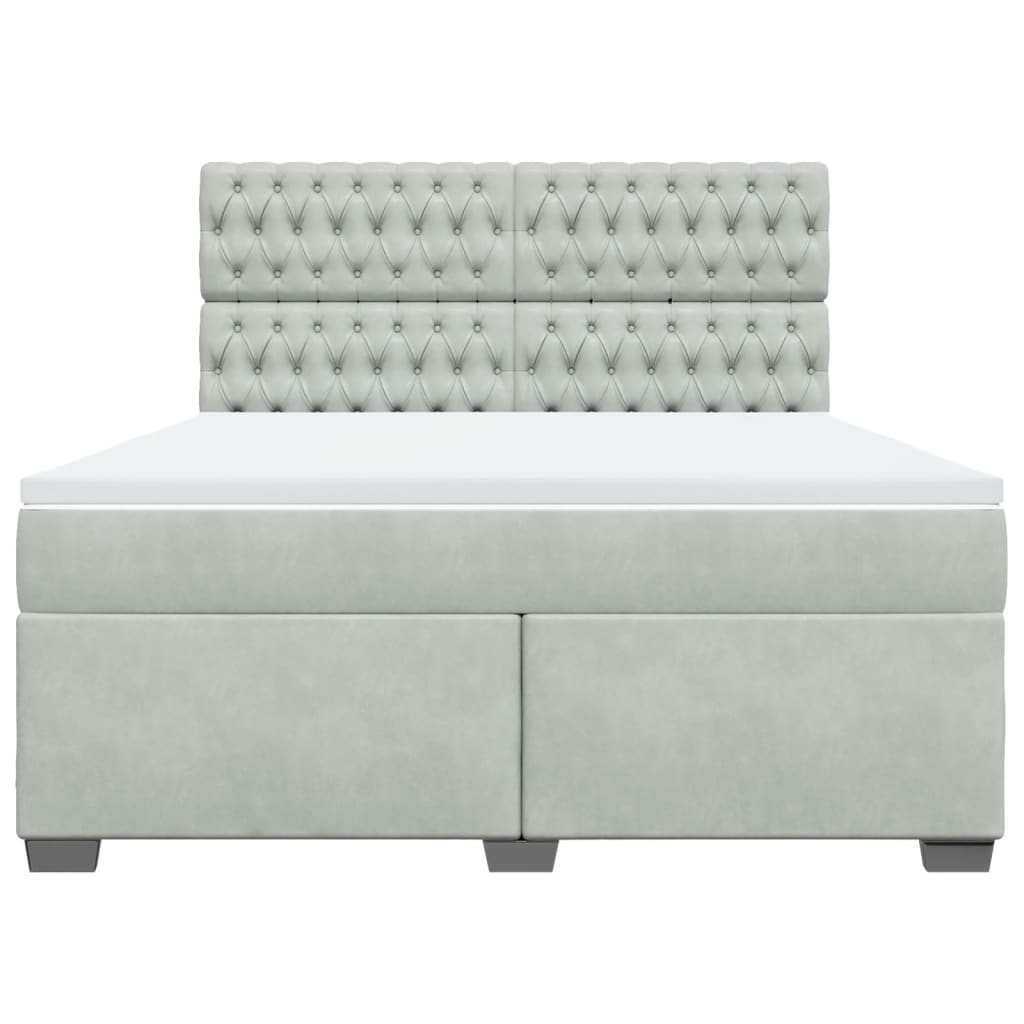 vidaXL Κρεβάτι Boxspring με Στρώμα Ανοιχτό Γκρι 180x200 εκ. Βελούδινο