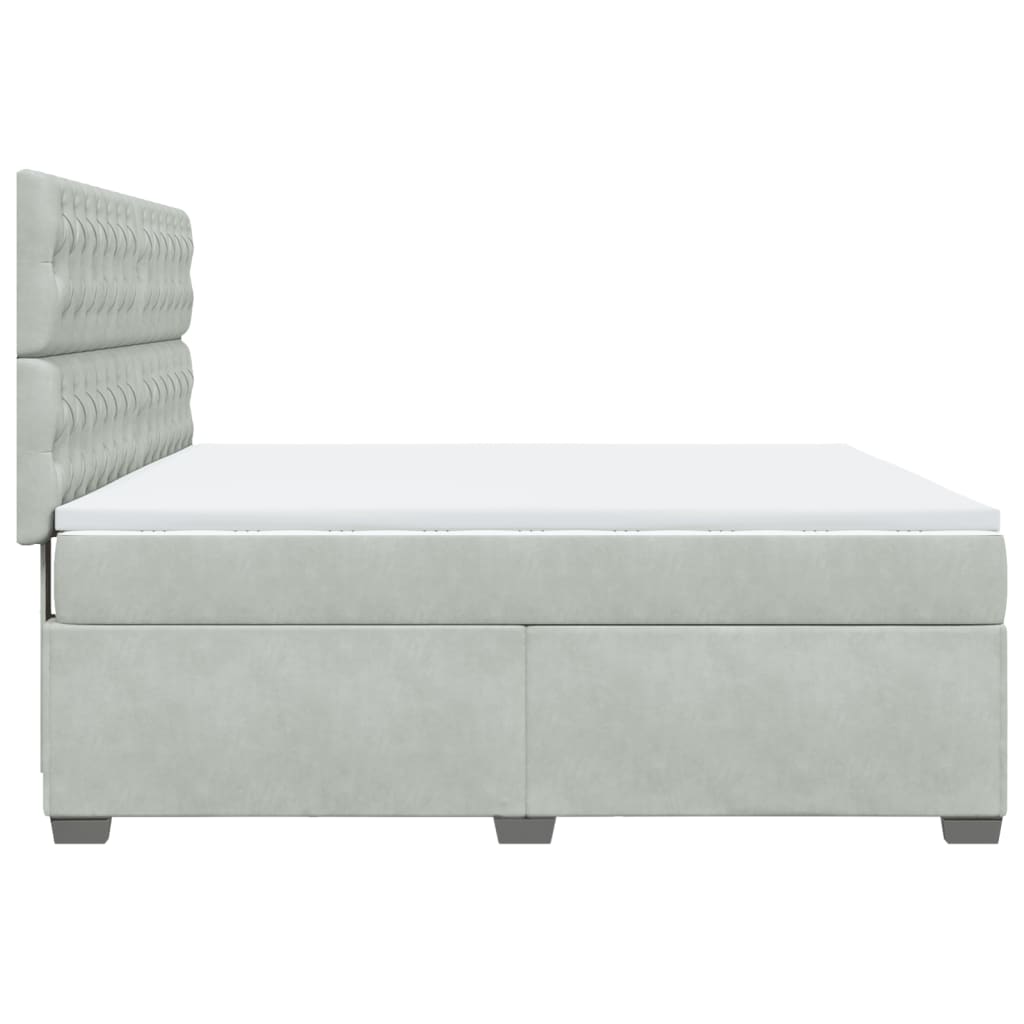vidaXL Κρεβάτι Boxspring με Στρώμα Ανοιχτό Γκρι 180x200 εκ. Βελούδινο