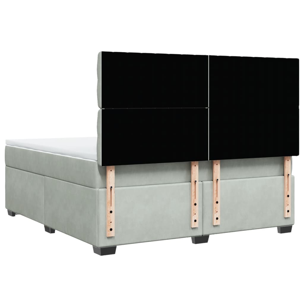 vidaXL Κρεβάτι Boxspring με Στρώμα Ανοιχτό Γκρι 180x200 εκ. Βελούδινο