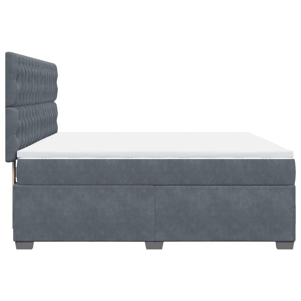 vidaXL Κρεβάτι Boxspring με Στρώμα Σκούρο Γκρι 180x200 εκ. Βελούδινο