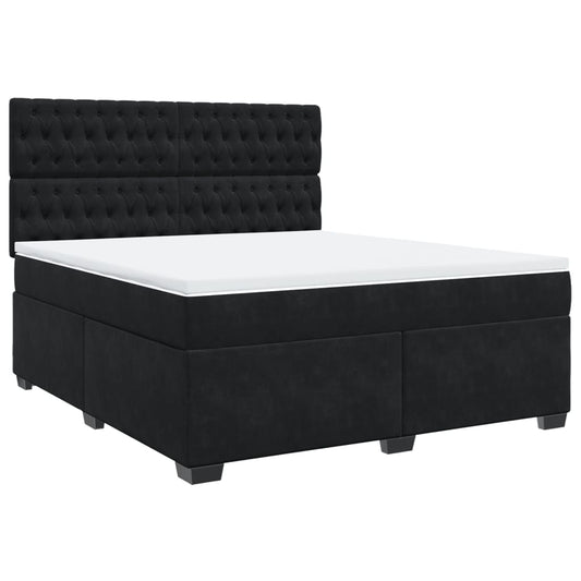 vidaXL Κρεβάτι Boxspring με Στρώμα Μαύρο 180x200 εκ. Βελούδινο