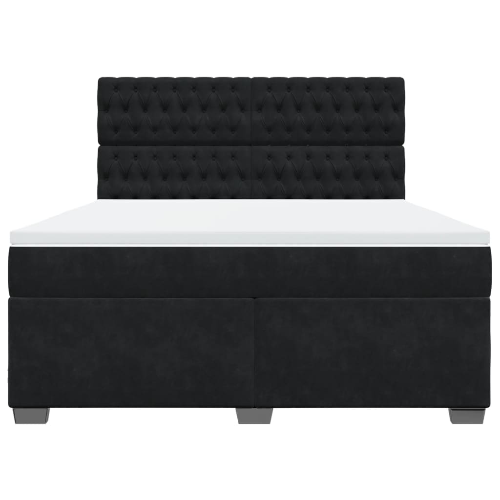 vidaXL Κρεβάτι Boxspring με Στρώμα Μαύρο 180x200 εκ. Βελούδινο