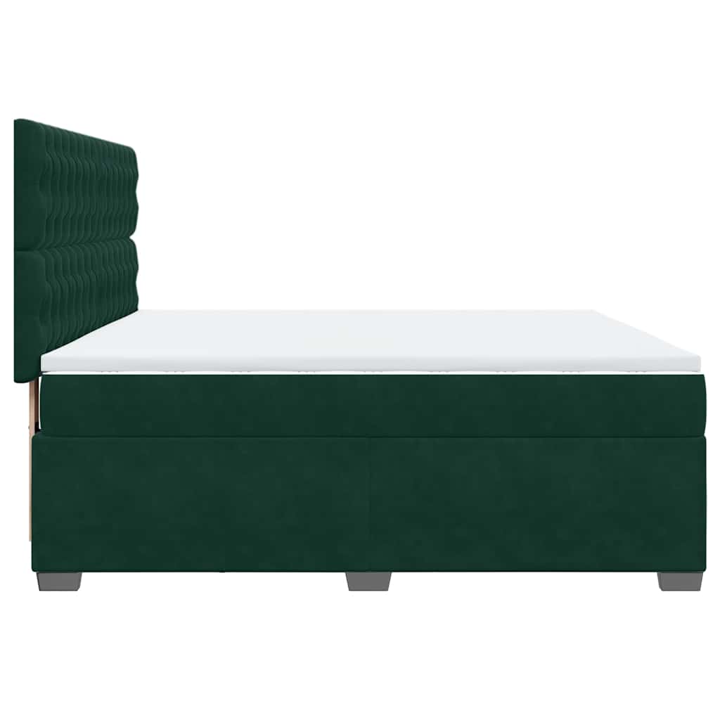 vidaXL Κρεβάτι Boxspring με Στρώμα Σκούρο Πράσινο 180x200εκ. Βελούδινο