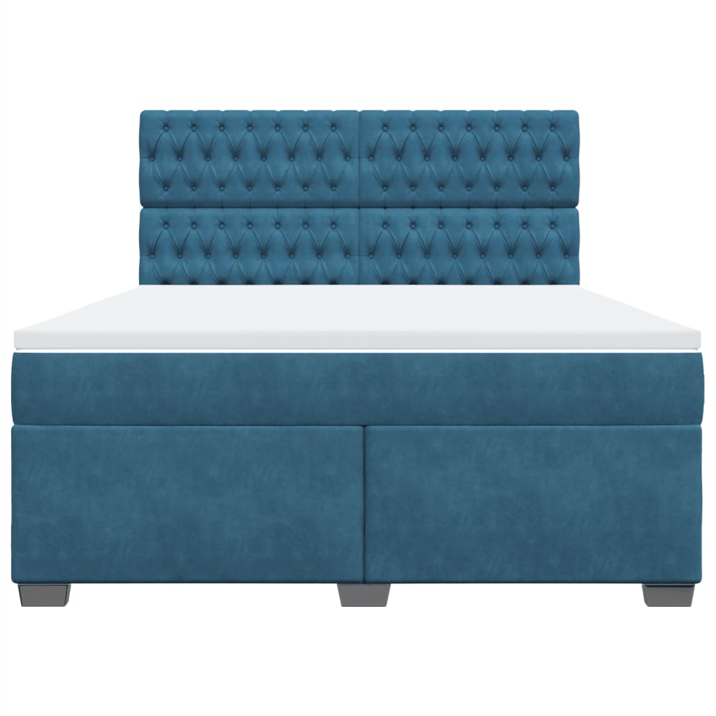 vidaXL Κρεβάτι Boxspring με Στρώμα Μπλε 180x200 εκ. Βελούδινο