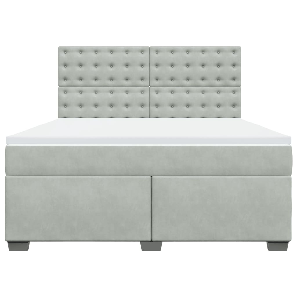 vidaXL Κρεβάτι Boxspring με Στρώμα Ανοιχτό Γκρι 180x200 εκ. Βελούδινο