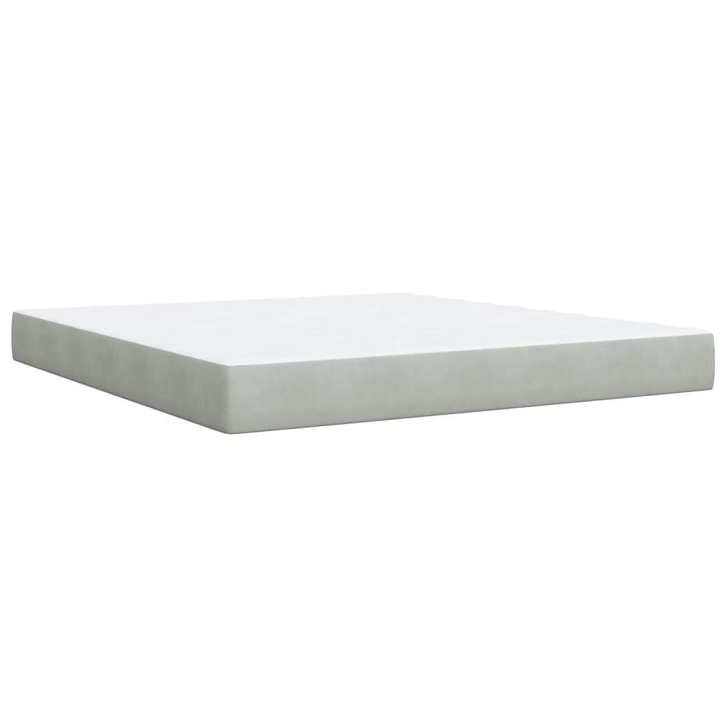 vidaXL Κρεβάτι Boxspring με Στρώμα Ανοιχτό Γκρι 180x200 εκ. Βελούδινο