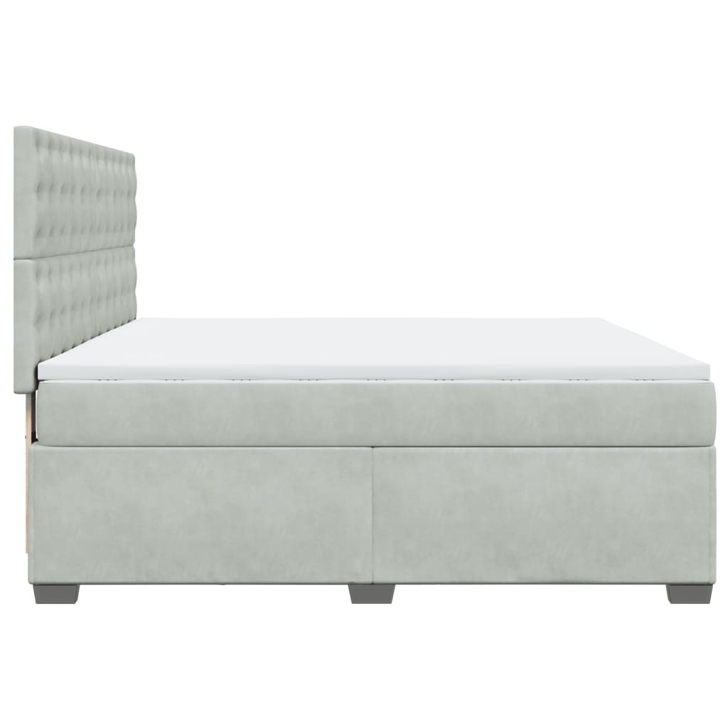 vidaXL Κρεβάτι Boxspring με Στρώμα Ανοιχτό Γκρι 180x200 εκ. Βελούδινο