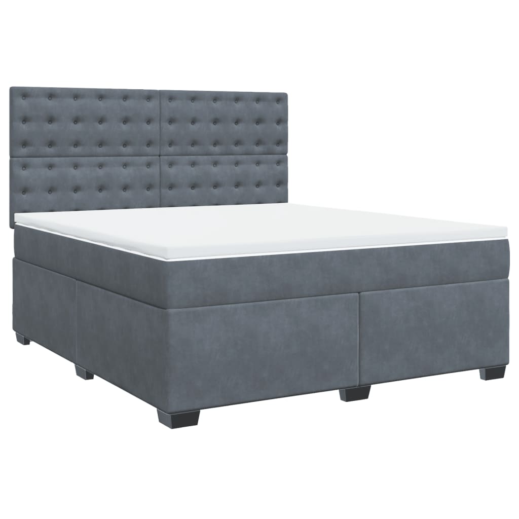 vidaXL Κρεβάτι Boxspring με Στρώμα Σκούρο Γκρι 180x200 εκ. Βελούδινο