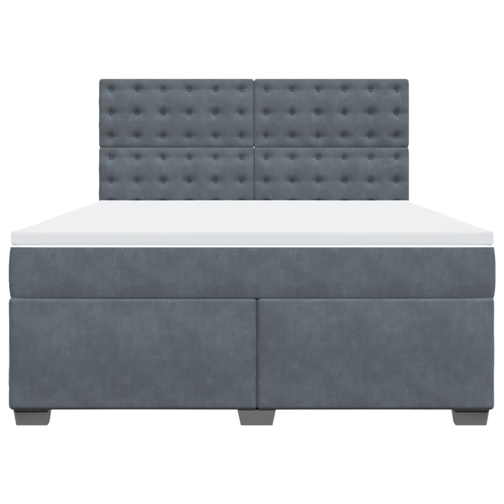 vidaXL Κρεβάτι Boxspring με Στρώμα Σκούρο Γκρι 180x200 εκ. Βελούδινο