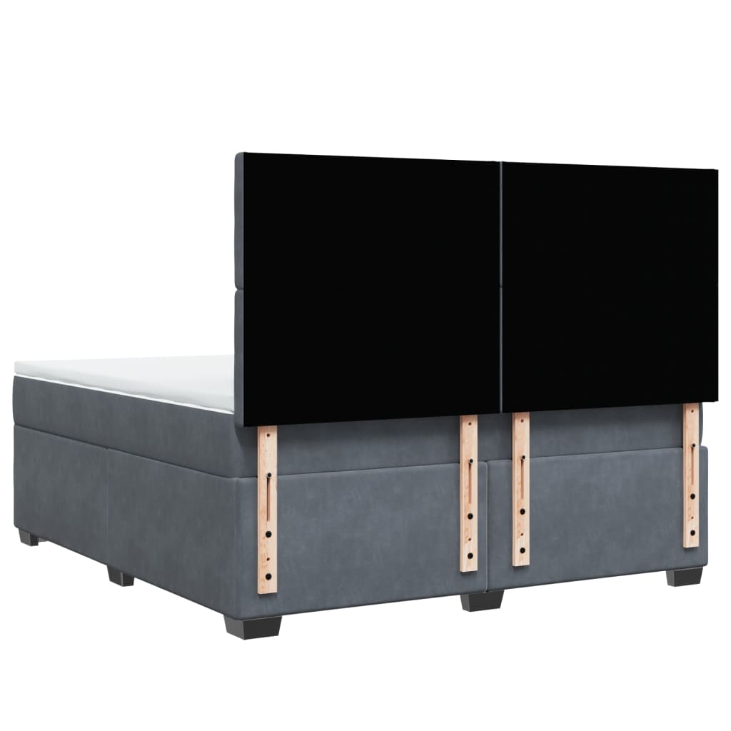 vidaXL Κρεβάτι Boxspring με Στρώμα Σκούρο Γκρι 180x200 εκ. Βελούδινο