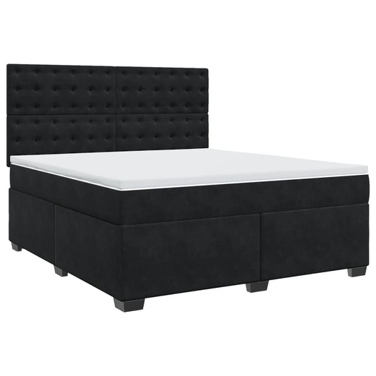 vidaXL Κρεβάτι Boxspring με Στρώμα Μαύρο 180x200 εκ. Βελούδινο