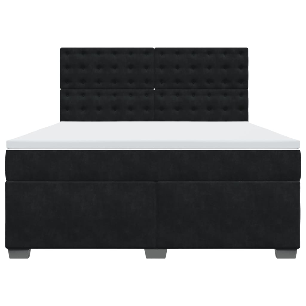 vidaXL Κρεβάτι Boxspring με Στρώμα Μαύρο 180x200 εκ. Βελούδινο