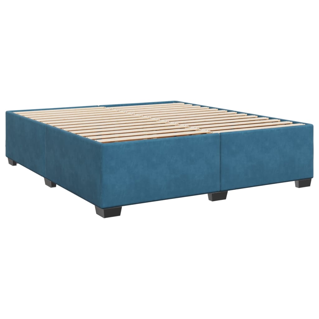 vidaXL Κρεβάτι Boxspring με Στρώμα Μπλε 180x200 εκ. Βελούδινο