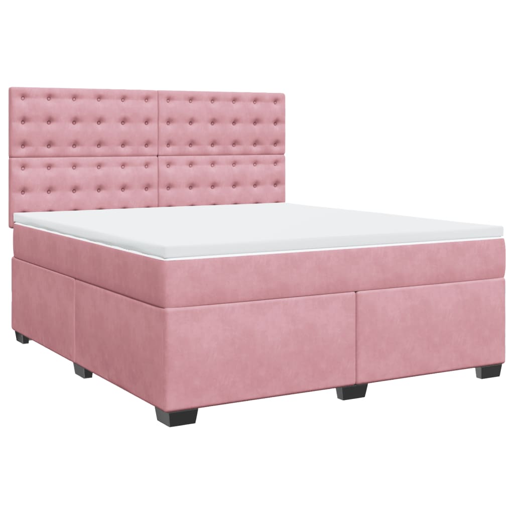 vidaXL Κρεβάτι Boxspring με Στρώμα Ροζ 180x200 εκ. Βελούδινο