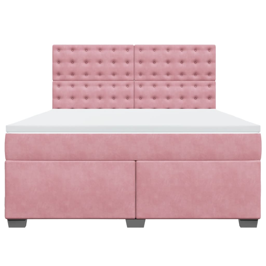 vidaXL Κρεβάτι Boxspring με Στρώμα Ροζ 180x200 εκ. Βελούδινο