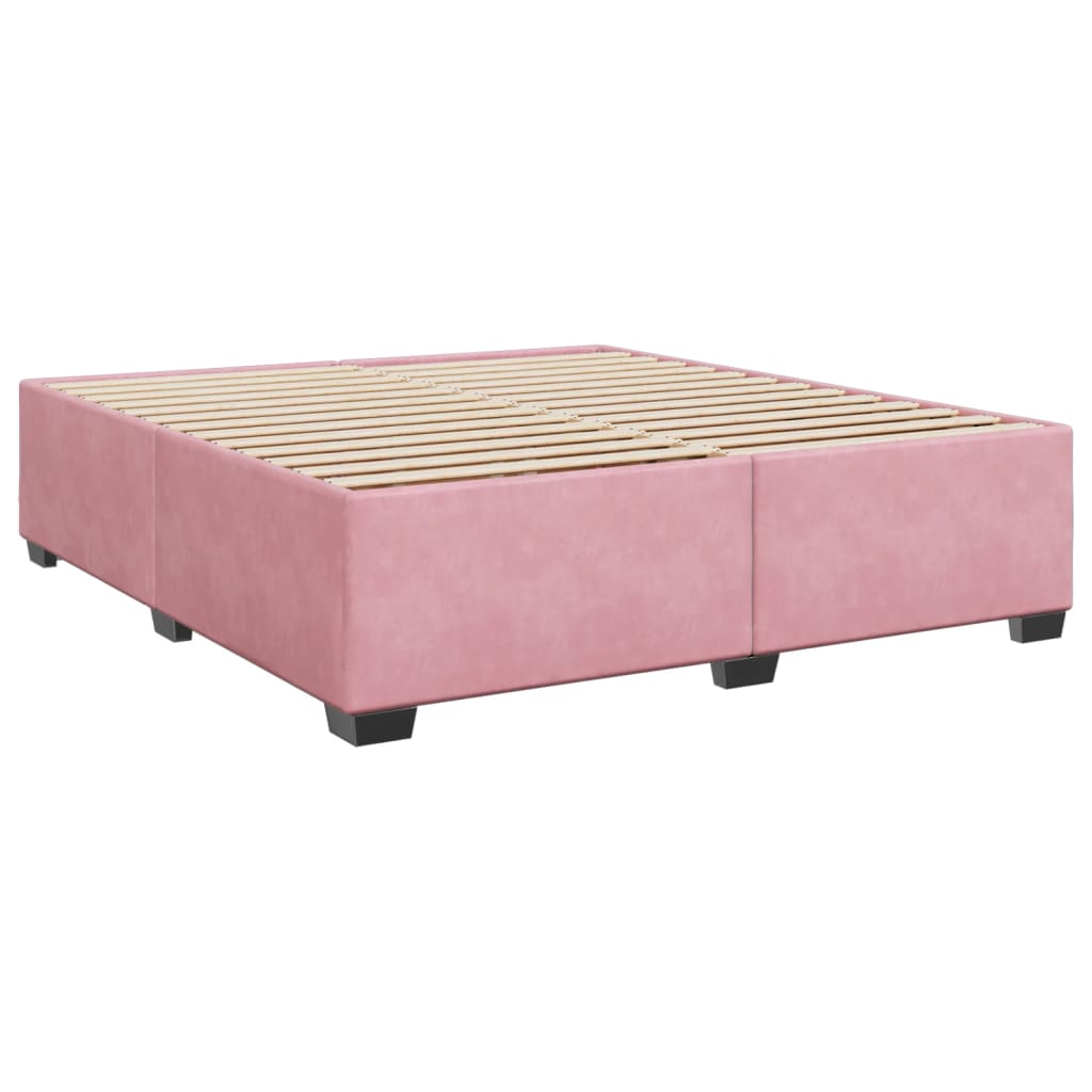 vidaXL Κρεβάτι Boxspring με Στρώμα Ροζ 180x200 εκ. Βελούδινο