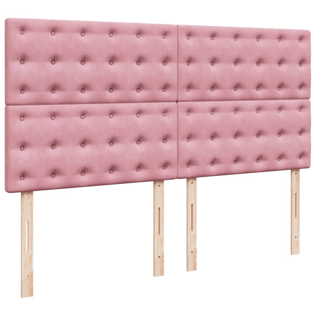 vidaXL Κρεβάτι Boxspring με Στρώμα Ροζ 180x200 εκ. Βελούδινο