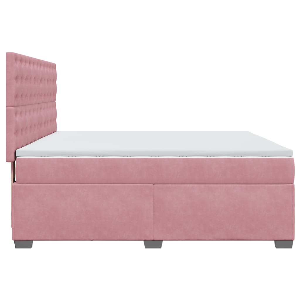 vidaXL Κρεβάτι Boxspring με Στρώμα Ροζ 180x200 εκ. Βελούδινο