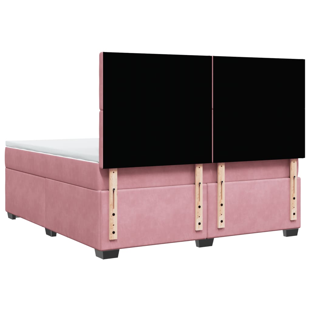 vidaXL Κρεβάτι Boxspring με Στρώμα Ροζ 180x200 εκ. Βελούδινο
