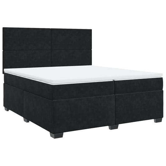 vidaXL Κρεβάτι Boxspring με Στρώμα Μαύρο 200x200 εκ. Βελούδινο