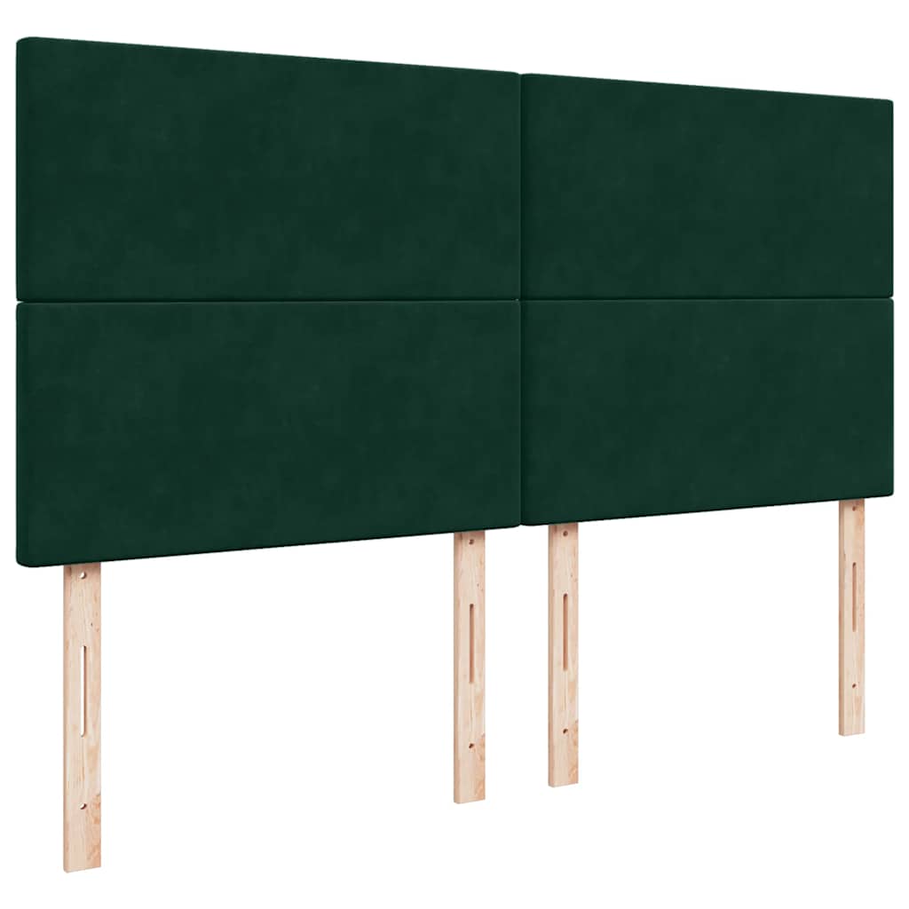 vidaXL Κρεβάτι Boxspring με Στρώμα Σκούρο Πράσινο 200x200εκ. Βελούδινο