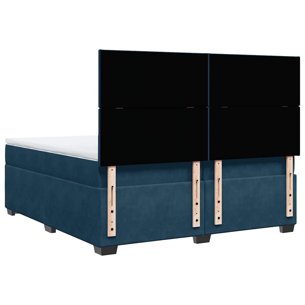 vidaXL Κρεβάτι Boxspring με Στρώμα Μπλε 200x200 εκ. Βελούδινο