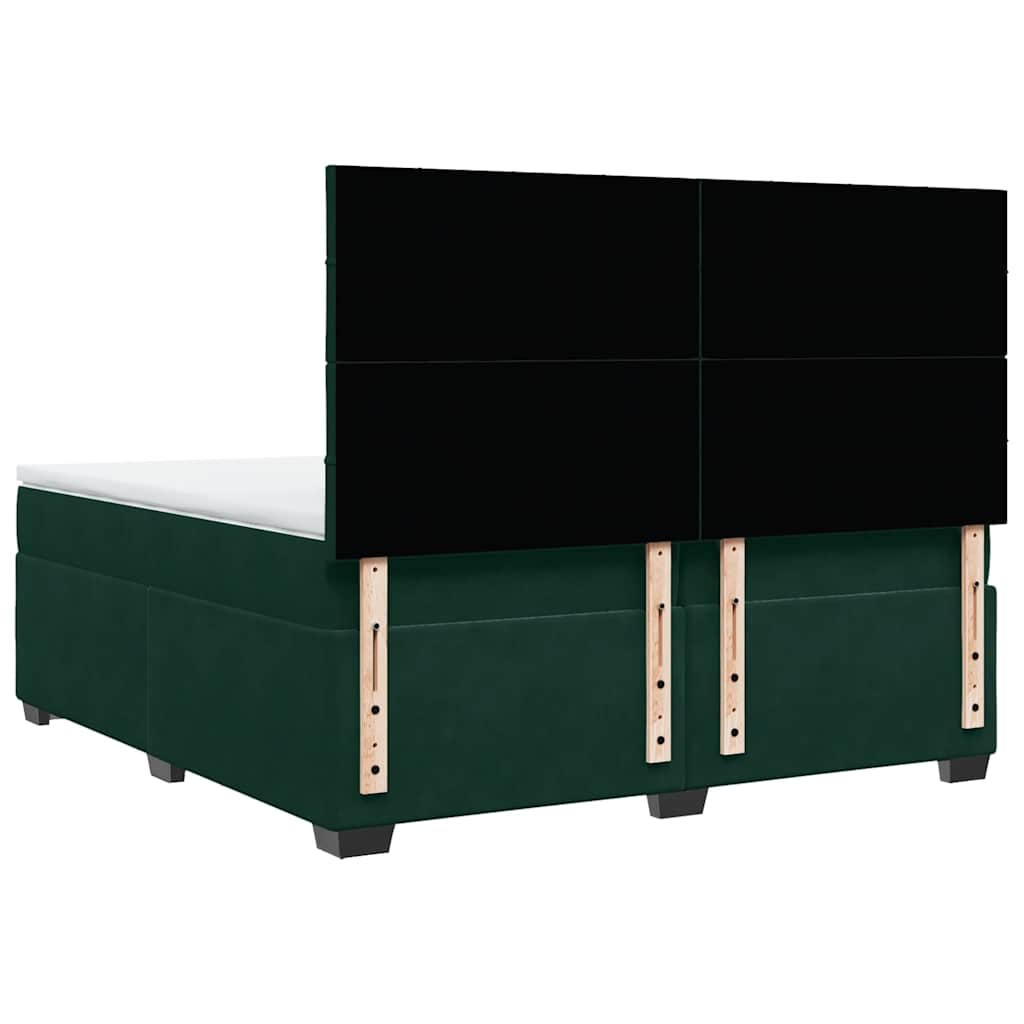 vidaXL Κρεβάτι Boxspring με Στρώμα Σκούρο Πράσινο 200x200εκ. Βελούδινο