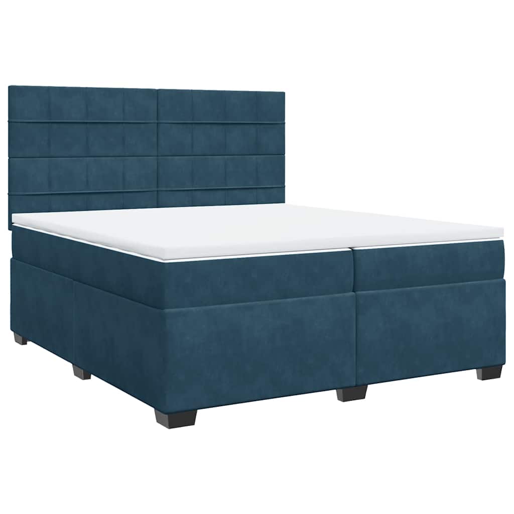 vidaXL Κρεβάτι Boxspring με Στρώμα Μπλε 200x200 εκ. Βελούδινο