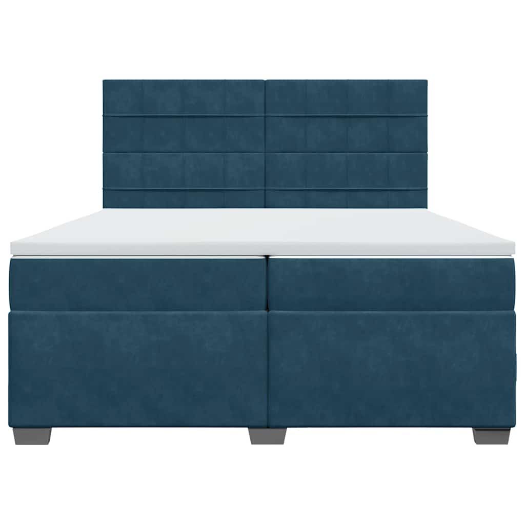 vidaXL Κρεβάτι Boxspring με Στρώμα Μπλε 200x200 εκ. Βελούδινο