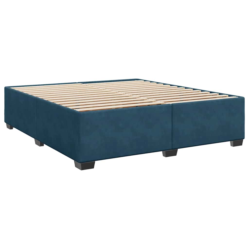 vidaXL Κρεβάτι Boxspring με Στρώμα Μπλε 200x200 εκ. Βελούδινο