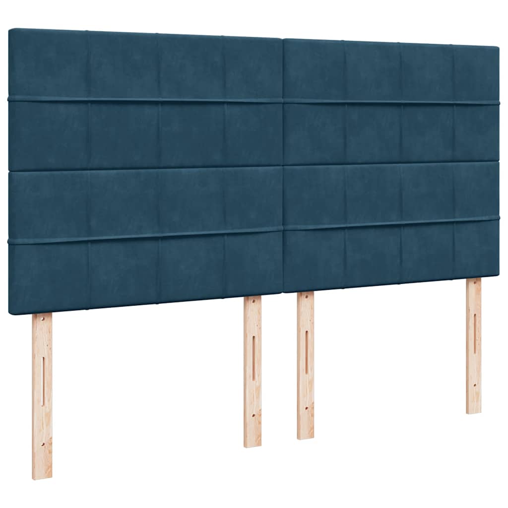 vidaXL Κρεβάτι Boxspring με Στρώμα Μπλε 200x200 εκ. Βελούδινο