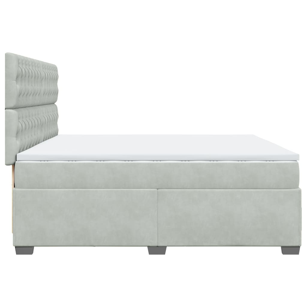 vidaXL Κρεβάτι Boxspring με Στρώμα Ανοιχτό Γκρι 200x200 εκ. Βελούδινο